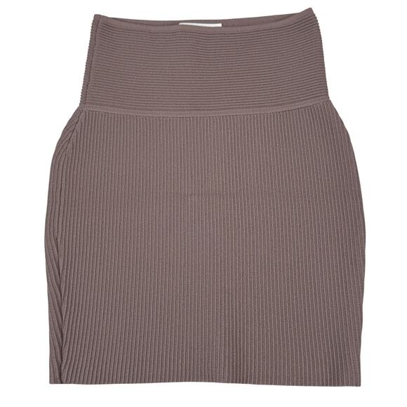 BABATON Aritzia Sculpt Knit Ribbed Mini Skirt Sz XS Deep Taupe - Picture 5 of 8
